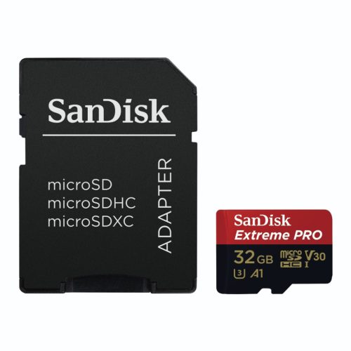 Sandisk 32GB MicroSDHC Extreme Pro Cl10, UHS-I, V30, A1 memória kártya