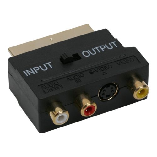 Globiz Scart - 3RCA+Svideo adapter, aranyozott, kapcsolóval