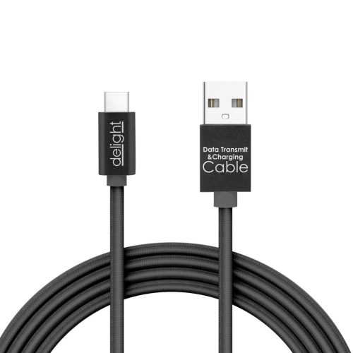 DeLight USB Type C adatkábel, LED fénnyel, 1m