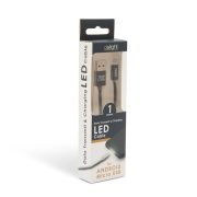 DeLight microUSB adatkábel, LED fénnyel, 1m