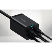 Baseus GaN3 Pro gyorstöltő 2xUSB-C + 2xUSB, 100W (fekete)