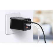 Baseus GaN5 Pro 2xUSB-C + USB gyorstöltő, 65W (fekete)