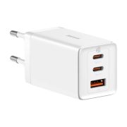 Baseus GaN5 Pro 2xUSB-C + USB gyorstöltő, 65W (fehér)