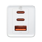 Baseus GaN5 Pro 2xUSB-C + USB gyorstöltő, 65W (fehér)