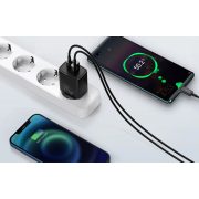 Baseus kompakt gyorstöltő, USB, USB-C, 20 W (fekete)