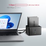 Axagon ADSA-D25 USB 3.2 Gen1 SATA fekete dual dokkoló állomás