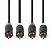 Nedis CAGP24200BK15 sztereó RCA kábel, 1,5m