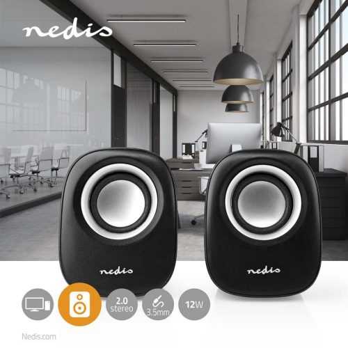 Nedis 2.0 PC hangszóró 12W 3,5mm jack + USB tápellátás