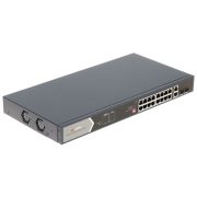 Hikvision DS-3E0520HP-E 20 portos Gbit PoE switch (225 W); 12 PoE+ / 4 HiPoE / 2 RJ45 + 2 SFP uplink