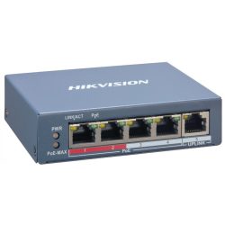   Hikvision DS-3E1105P-EI/M 5 portos PoE switch (45 W); 4 PoE + 1 uplink port, menedzselhető