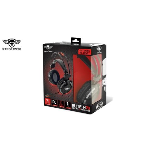 Spirit of Gamer fejhallgató ELITE-H70 (7.1, mikrofon, USB, 2.4m, fekete)