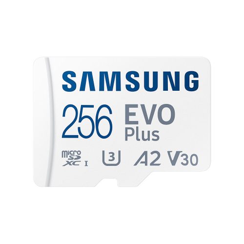 Samsung MB-MC256SA EVO Plus microSD kártya 256GB, CLASS 10, UHS-1, U3, V30, A2, + Adapter