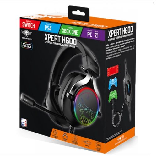 Spirit of Gamer Xpert H600 7.1 RGB gamer fejhallgató