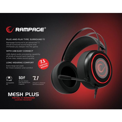 Rampage SN-R7 Mesh Plus 7.1 gamer fejhallgató